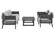 Menorca - 4 Piece Outdoor Aluminum & Outdoor Conversation Set - Dark Gray - Simple Home Plus