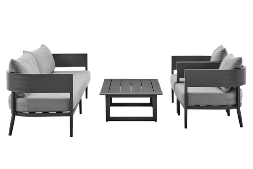 Menorca - 4 Piece Outdoor Aluminum & Outdoor Conversation Set - Dark Gray - Simple Home Plus