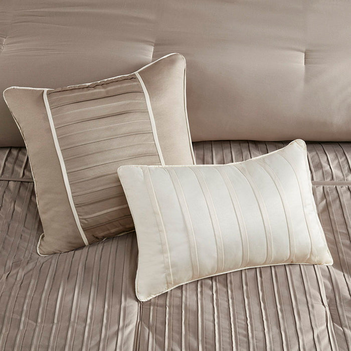 Trinity - King Piece Comforter (Set of 7) - Taupe - Simple Home Plus