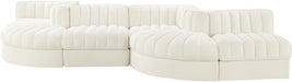 Rummi - Rounded Velvet Performance Fabric Upholstered 6 Piece Modular Sectional - Simple Home Plus