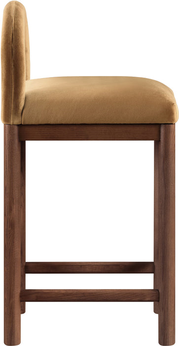 Conrad - Velvet Counter Stool With Brown Legs - Simple Home Plus
