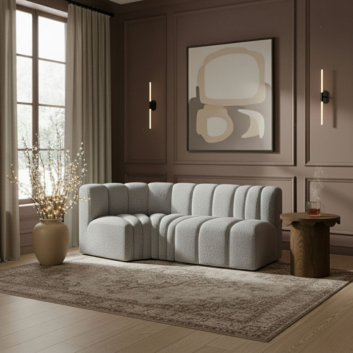 Arc - Boucle Fabric 3 Piece Modular L-Shaped Sofa - Simple Home Plus