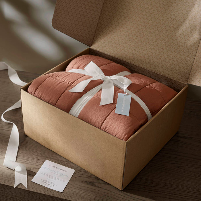 100% Linen - King/California King Linen Garment Washed Quilt Set - Clay - Simple Home Plus