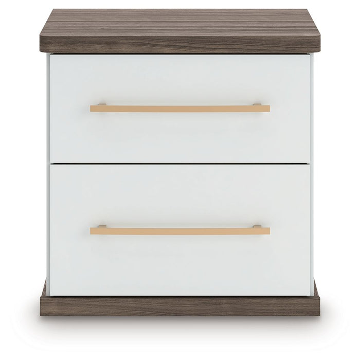 Kendanport - Brown / White - Two Drawer Night Stand - Simple Home Plus
