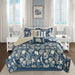 Cape Cod - King 7 Piece Sateen Comforter Set - Blue - Simple Home Plus