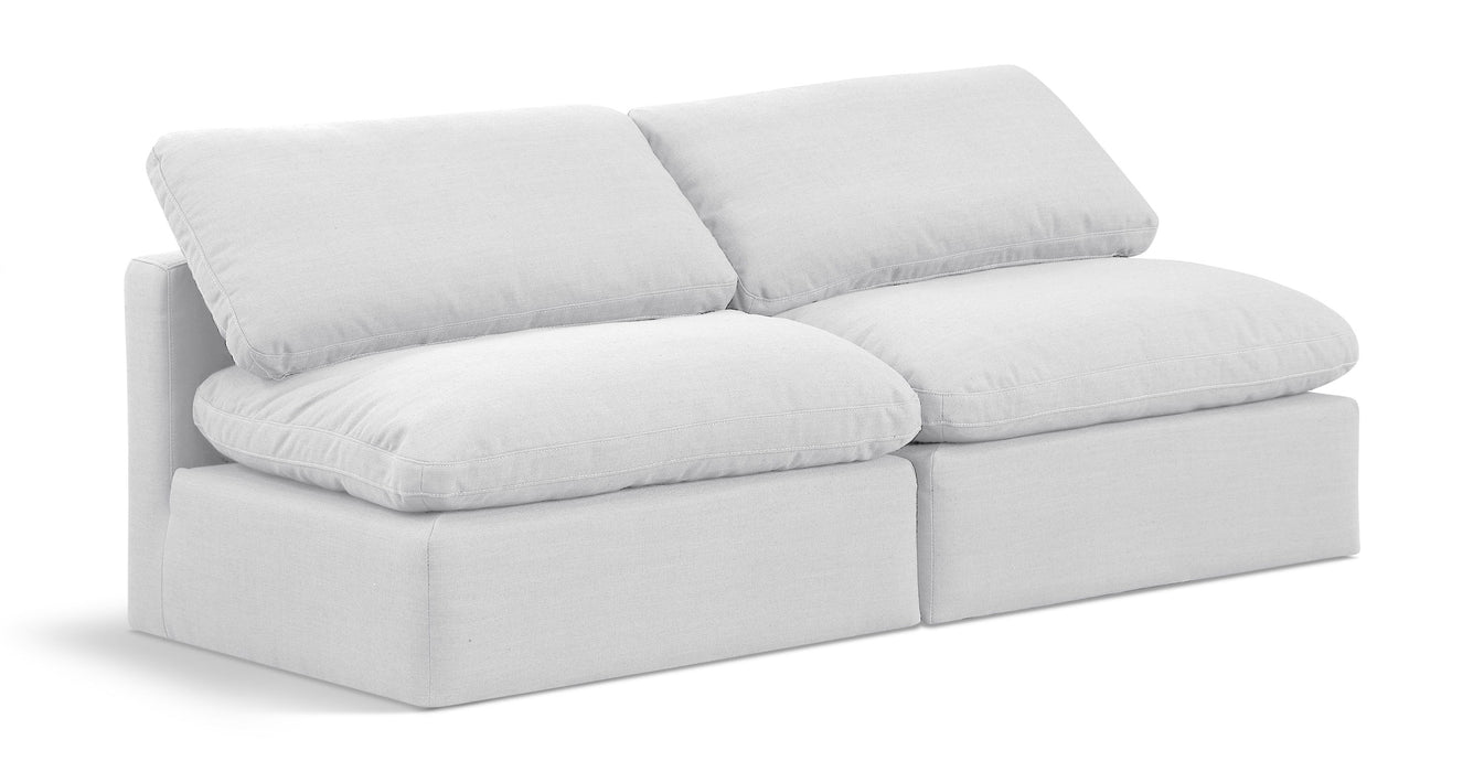 Indulge - Linen 2 Seat Modular Armless Sofa - White - Simple Home Plus