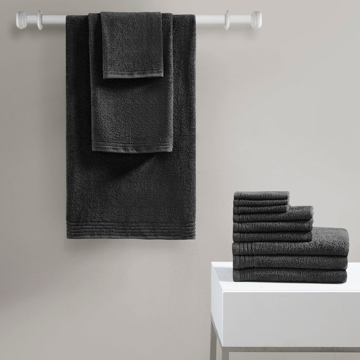 Big Bundle Quick Dry 12 Piece Bath Towel Set - Black - Simple Home Plus