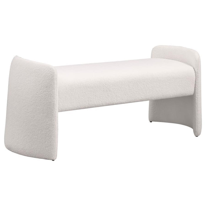 Peoria - Velvet Upholstered Accent Bench - Ivory - Simple Home Plus