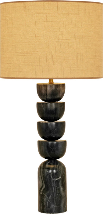Opus - Genuine Marble, Linen Textured Fabric And Brass Table Lamp - Simple Home Plus