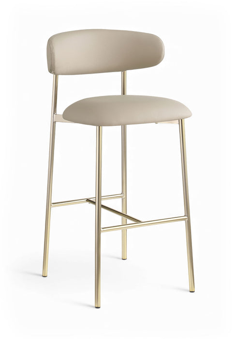 Lupita - Vegan Leather Upholstered Bar Stool With Brushed Gold Frame (Set of 2) - Simple Home Plus