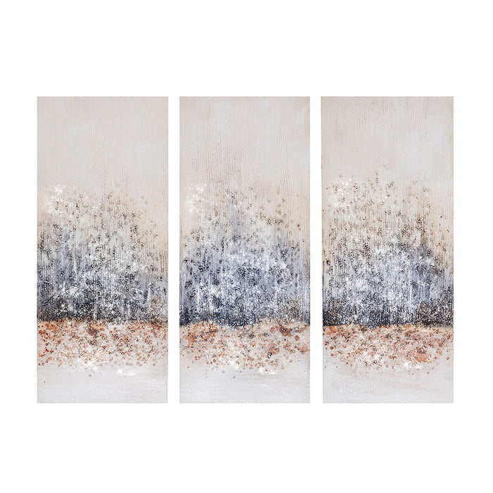 Twilight Mystere - 100% Hand Brush Embellished Canvas (Set of 3) - Blush / Gray - Simple Home Plus