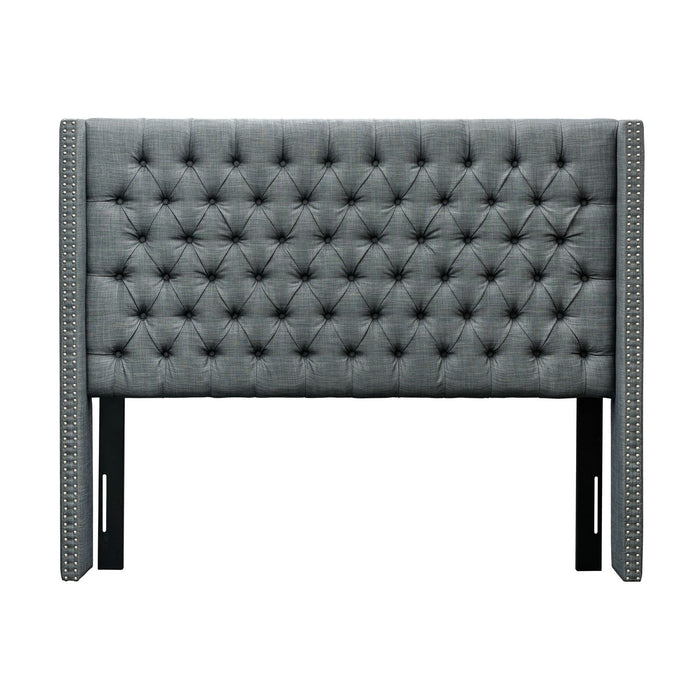 Amelia - Upholstered Wingback Headboard With Button Tufting & Nailhead Trim Woven - Dark Gray - Simple Home Plus