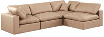 Comfy - 4 Piece Faux Leather Modular Armless Sectional - Tan - Simple Home Plus