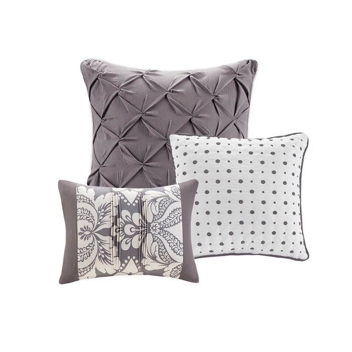 Vienna - King 6 Piece Printed Duvet Cover Set - Gray - Simple Home Plus