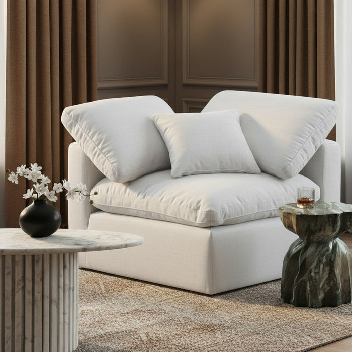 Indulge - Linen Corner Chair - White - Simple Home Plus