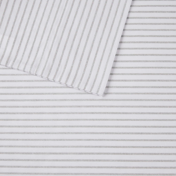 200 Thread Count Printed Cotton - Queen Sheet Set - Gray Stripe - Simple Home Plus