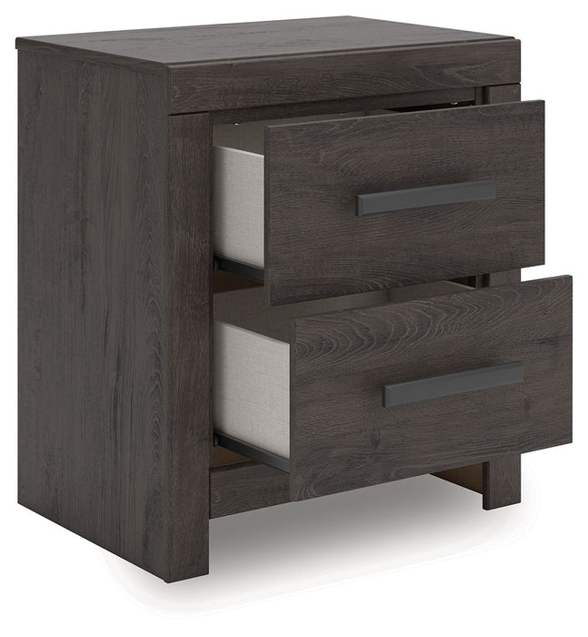 Prendonea - Charcoal - Two Drawer Night Stand - Simple Home Plus