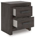 Prendonea - Charcoal - Two Drawer Night Stand - Simple Home Plus