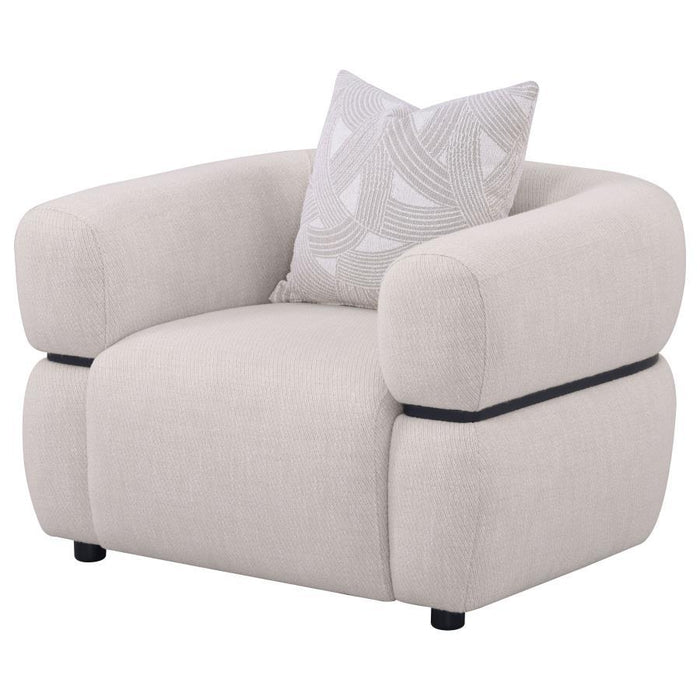 Jeanette - Fabric Upholstered Round Arm Accent Chair - Beige - Simple Home Plus