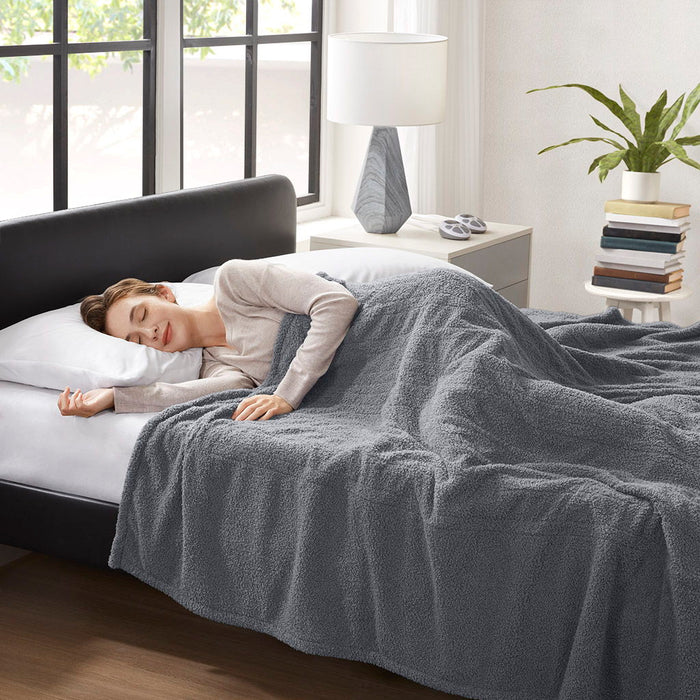 Dream Soft Heated - Twin Blanket - Gray - Simple Home Plus