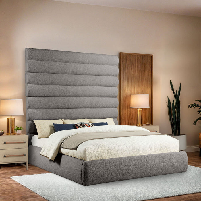 Adam - Boucle Fabric Bed With 89" Headboard - Simple Home Plus
