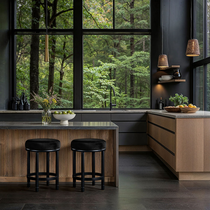 Monette - Counter Stool With Black Base - Simple Home Plus