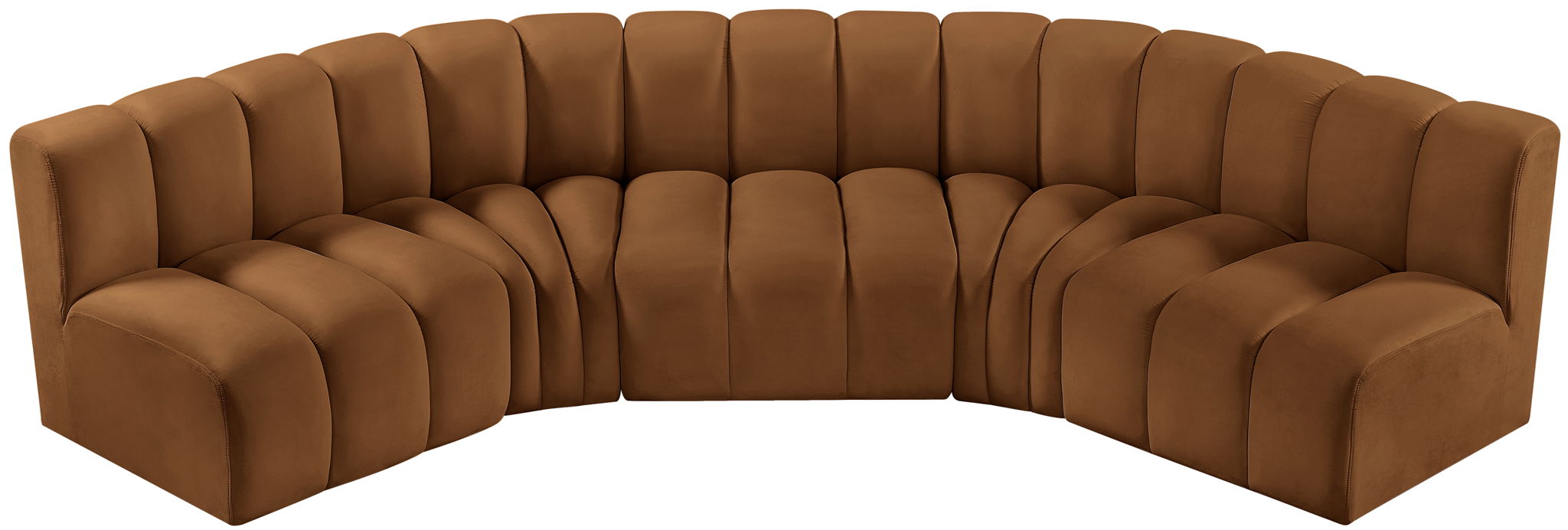Arc - Velvet 5 Piece U-Shaped Modular Sofa - Saddle - Simple Home Plus