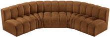 Arc - Velvet 5 Piece U-Shaped Modular Sofa - Saddle - Simple Home Plus