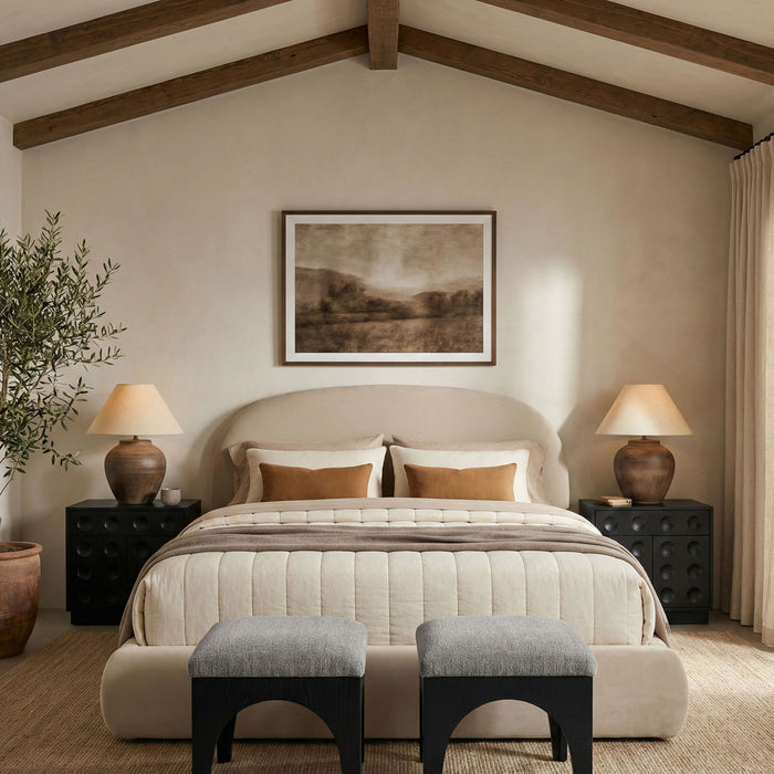 Celine - Upholstered Bed - Cream - Simple Home Plus