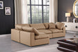 Comfy - 4 Piece Faux Leather Modular Armless Sectional - Tan - Simple Home Plus