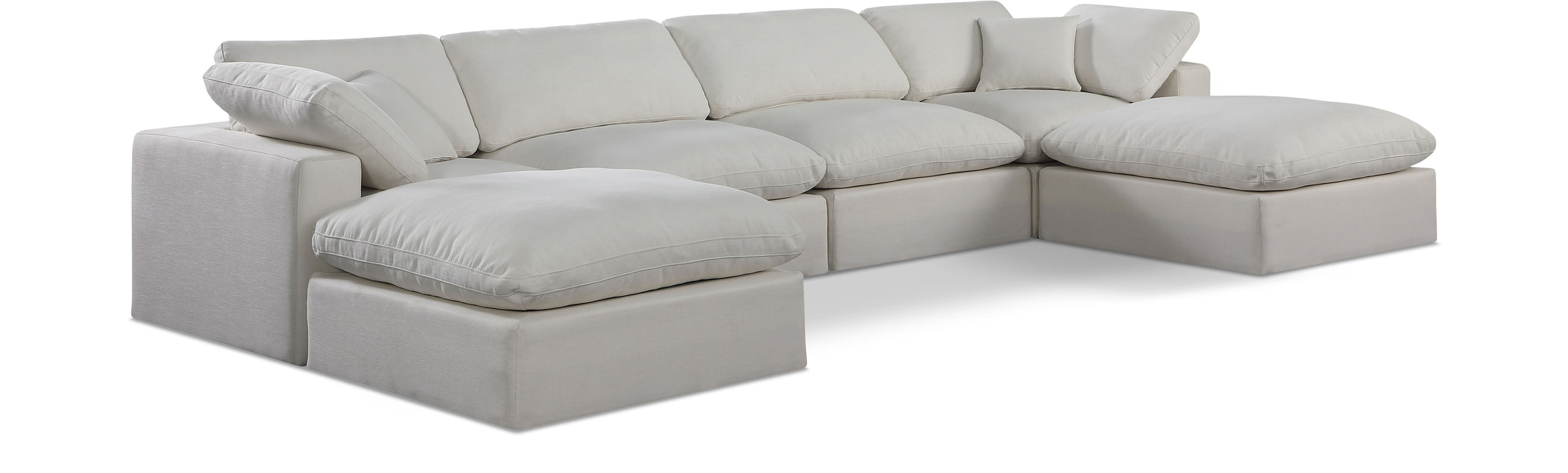 Comfy - 6 Piece Linen Modular Double Chaise Sectional - Simple Home Plus