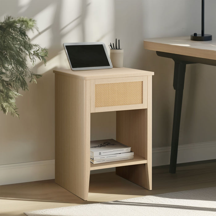 Lennox - Accent Side Table With Drawer Storage & Lower Open Shelf - Natural - Simple Home Plus