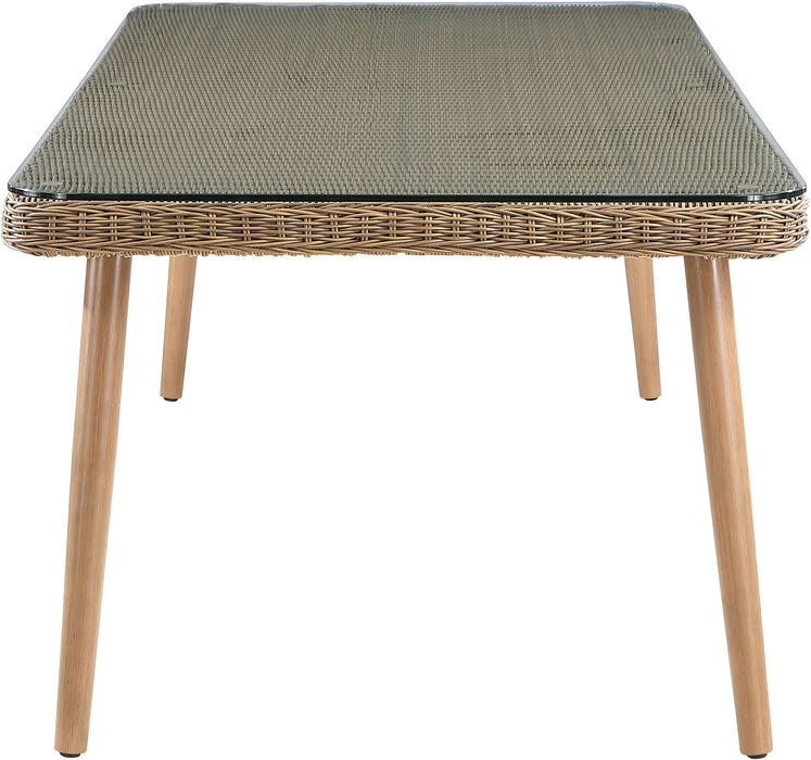 Seacrest - Tempered Glass Top And Wicker Outdoor Patio Dining Table