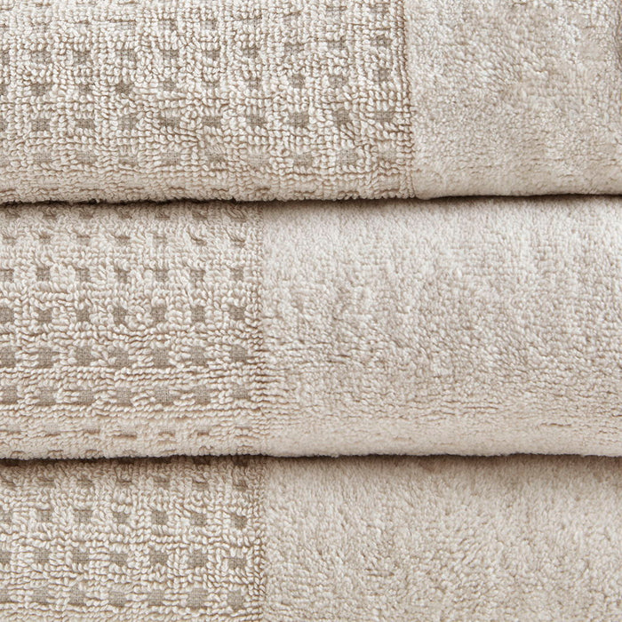 Spa - 6 Piece Jacquard Antimicrobial Towels Set - Taupe - Simple Home Plus