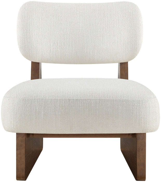 Vetra - Linen Textured Fabric Upholstered Accent Chair With Brown Base - Simple Home Plus