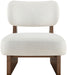 Vetra - Linen Textured Fabric Upholstered Accent Chair With Brown Base - Simple Home Plus