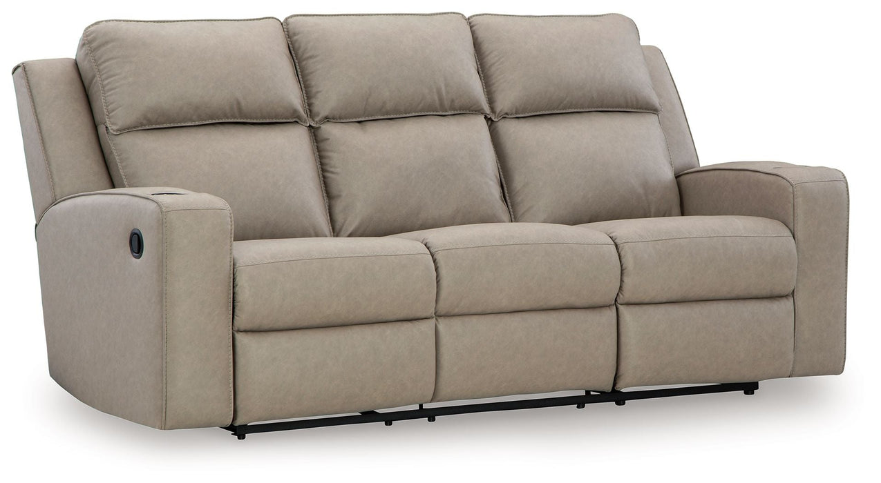 Lavenhorne - Pebble - Rec Sofa W/Drop Down Table - Simple Home Plus