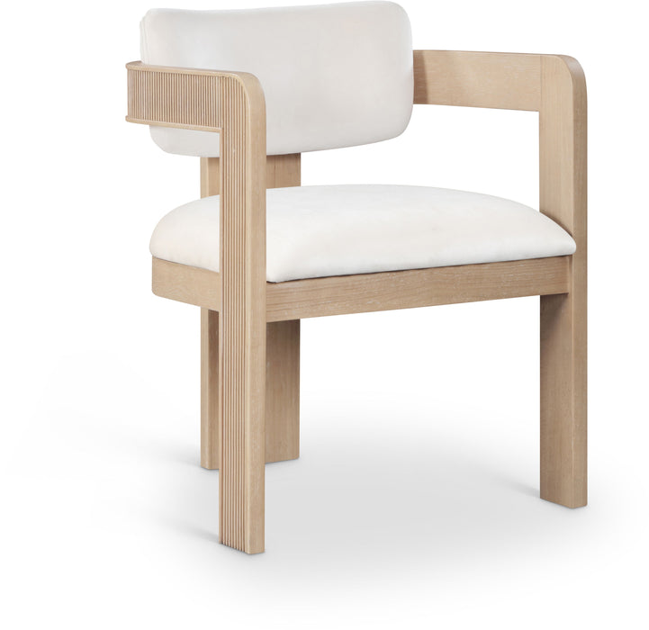 Sacha - Velvet Dining Chair With Natural Base (Set of 2) - Simple Home Plus