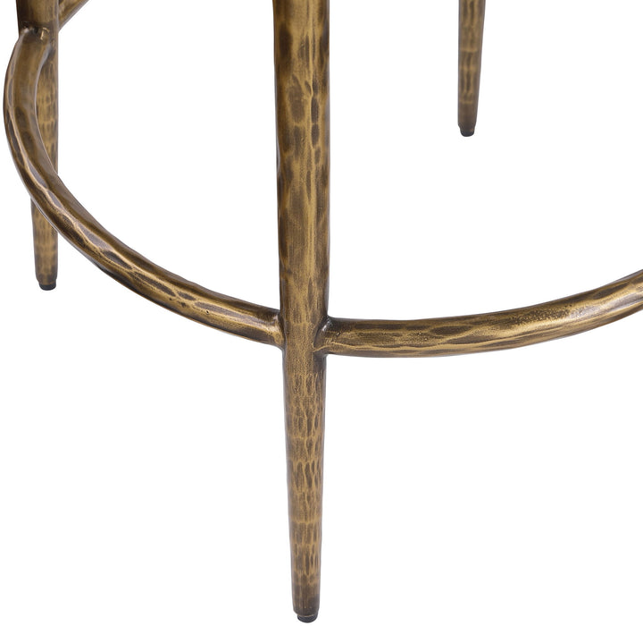 Ferro - Performance Fabric Upholstered Backless Bar Stool - Antique Brass - Simple Home Plus