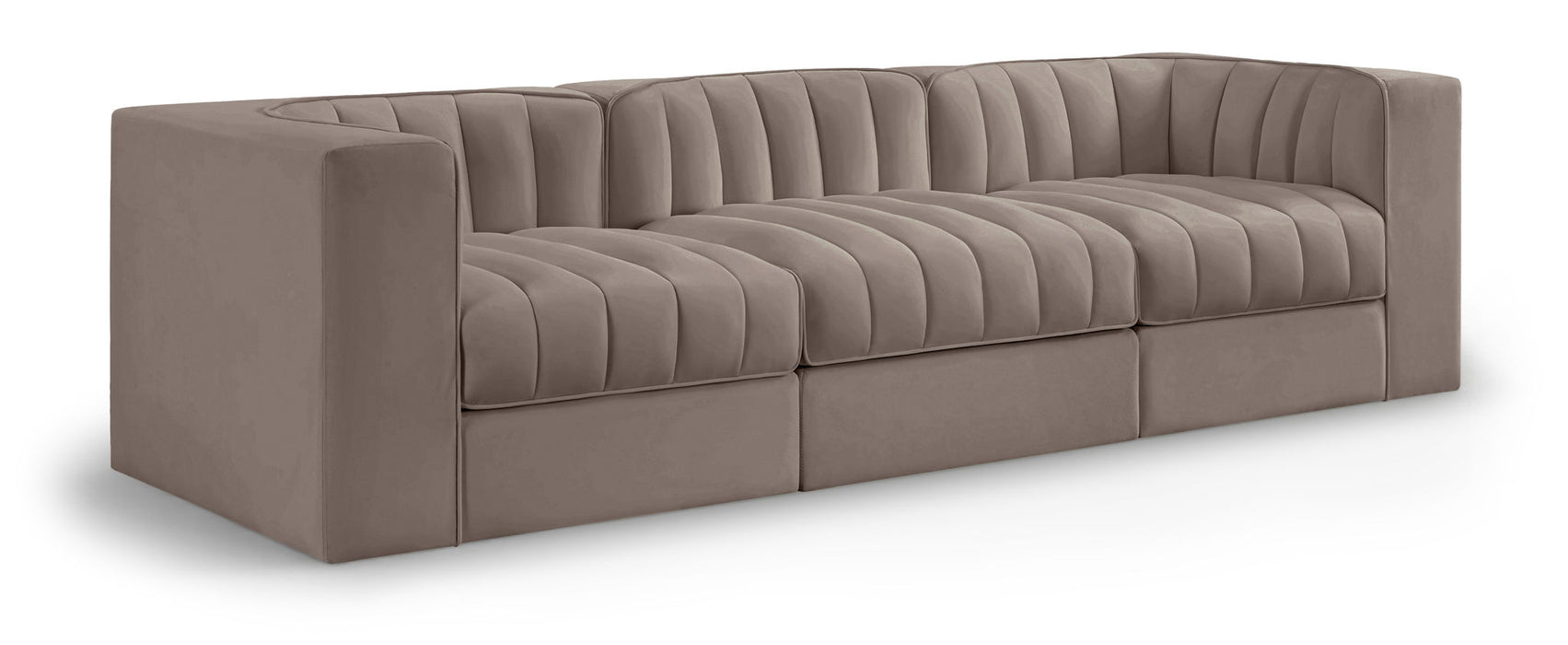 Rummi - Velvet Performance Fabric Upholstered 3 Piece Modular Sofa - Simple Home Plus