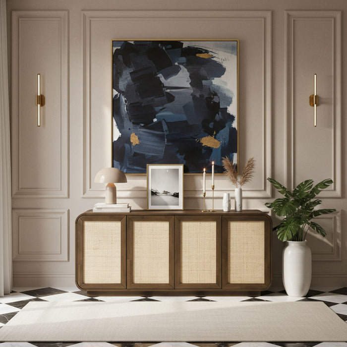 Windsor - Solid Wood And Brown Cane Sideboard / Buffet - Brown - Simple Home Plus