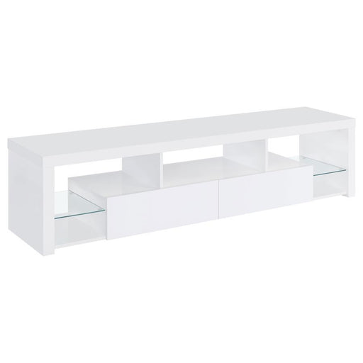 Jude - 2-Drawer Engineered Wood TV Stand - High Gloss White - Simple Home Plus