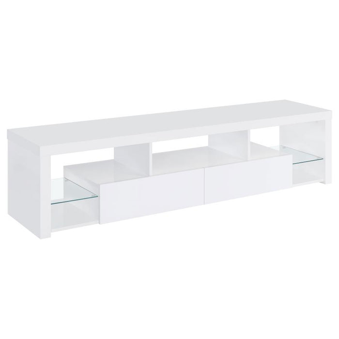 Jude - 2-Drawer Engineered Wood TV Stand - High Gloss White - Simple Home Plus