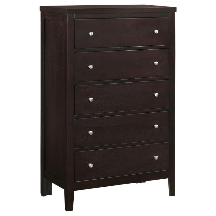 Carlton - 5-Drawer Bedroom Chest - Cappuccino - Simple Home Plus