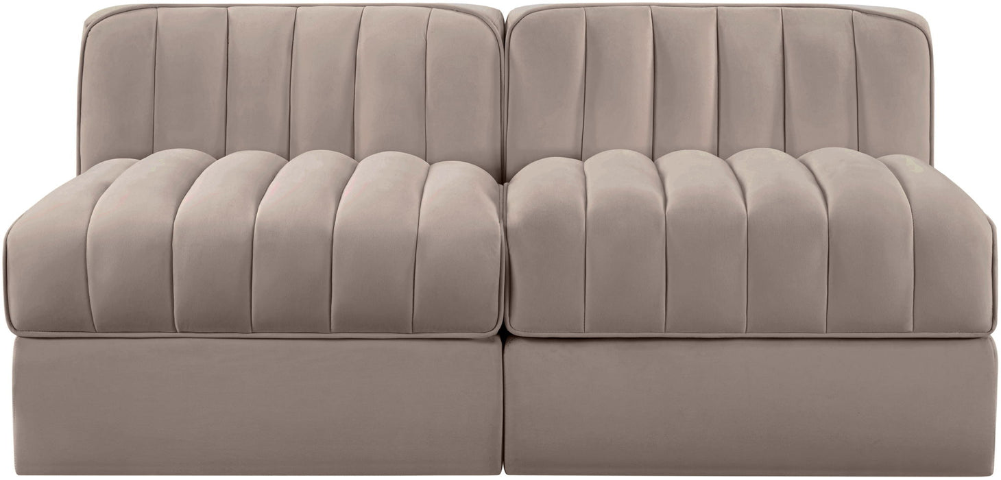 Rummi - Velvet Performance Fabric Upholstered 2 Piece Modular Armless Loveseat - Simple Home Plus