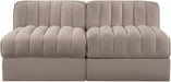 Rummi - Velvet Performance Fabric Upholstered 2 Piece Modular Armless Loveseat - Simple Home Plus