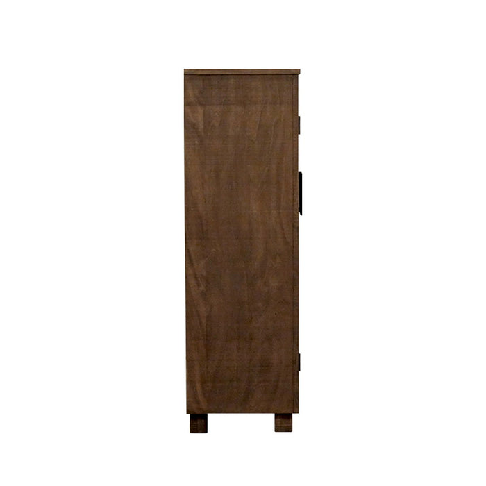 Serena – Glass Cabinet with Doors, Pewter Finish – Brown / Taupe - Simple Home Plus
