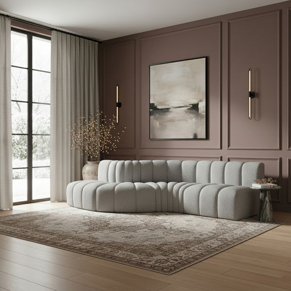 Arc - Boucle Fabric 6 Piece Curved Modular Sofa