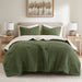 Riordan - Full/Queen Waffle Knit Comforter Set - Olive - Simple Home Plus