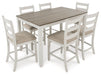 Skempton - Counter Height Dining Table and Bar Stools (Set of 7) - White / Light Brown - Simple Home Plus